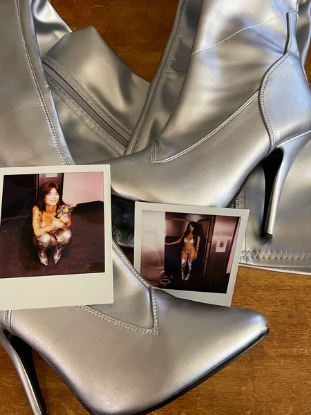 NEW WORN ARI KYSTYA THIGH HIGH BOOTS & POLAROIDS BUNDLE!