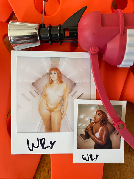 NEW WORN WILLOW RYDER RUBBER SUSPENDER, LICKED PROP GUN & SIGNED POLAROIDS BUNDLE!